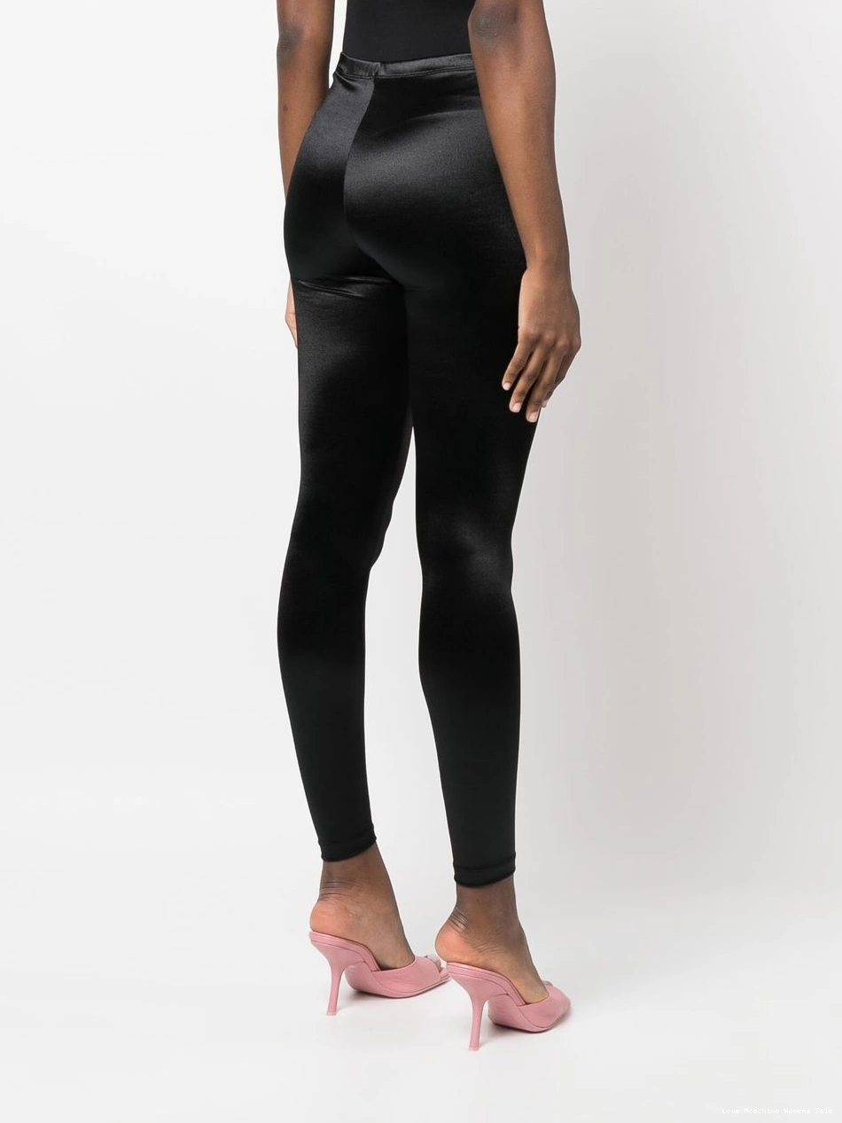 Cheap satin-finish leggings Women Love logo Moschino print 0324
